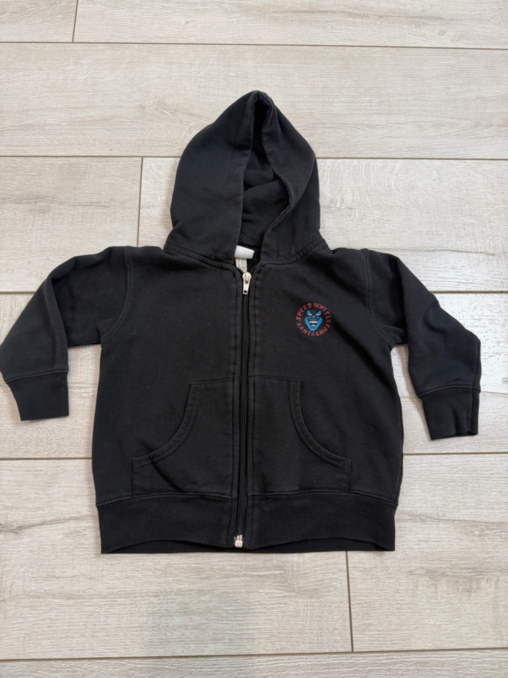 Santa Cruz Kids Zip Hoodie Size 2 Black Screaming Hand Sweatshirt